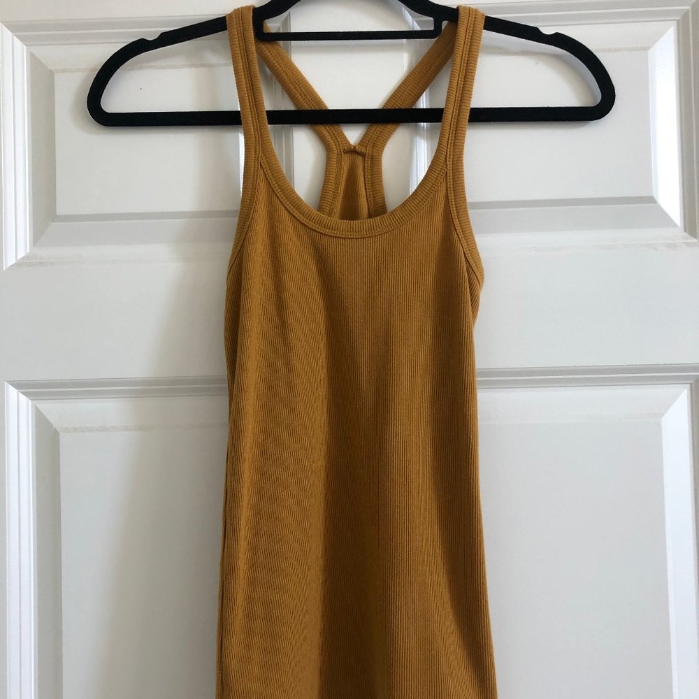 Mustard Fitted T-Back Tank Top- S